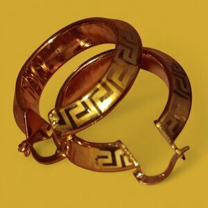 Greek Key Print Hoop Earrings
